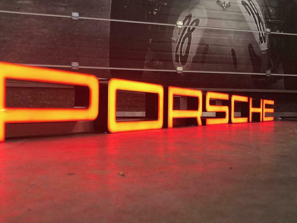 2003 Porsche official dealership very long illuminated sign