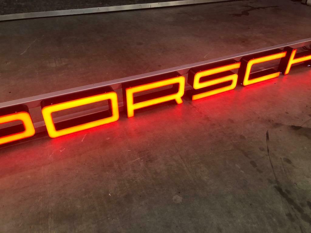2003 Porsche official dealership very long illuminated sign