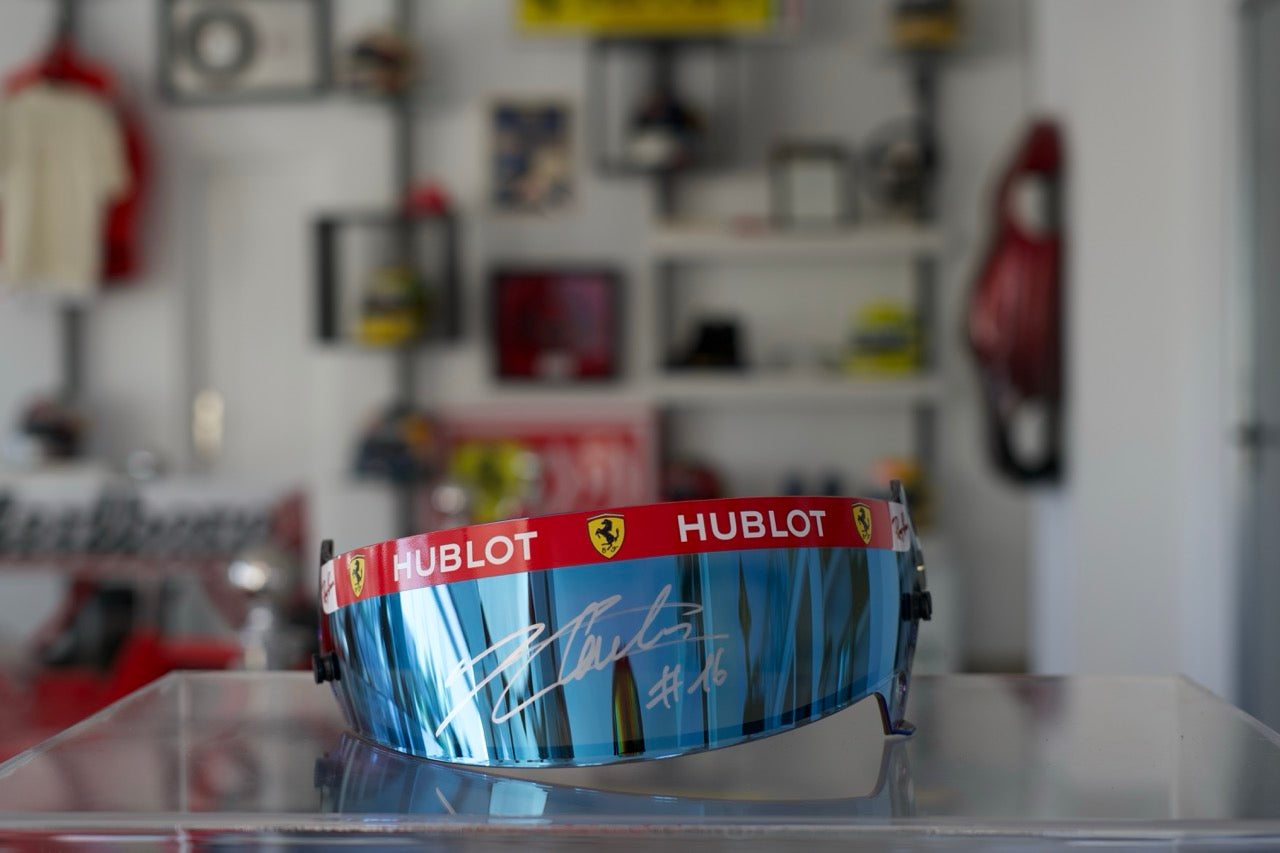 2020 Charles Leclerc Ferrari race used visor signed