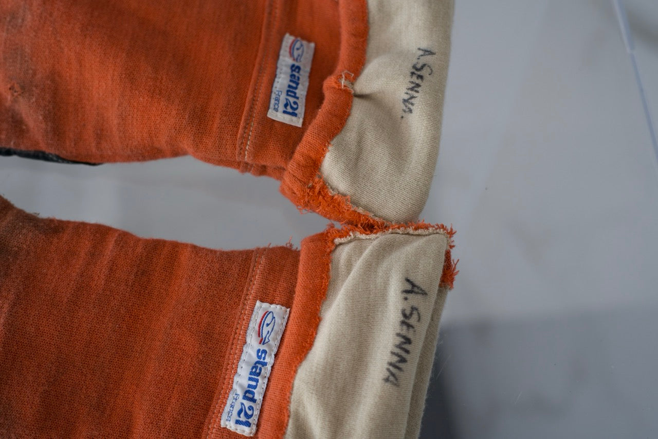1984 Ayrton Senna Stand 21 used gloves signed
