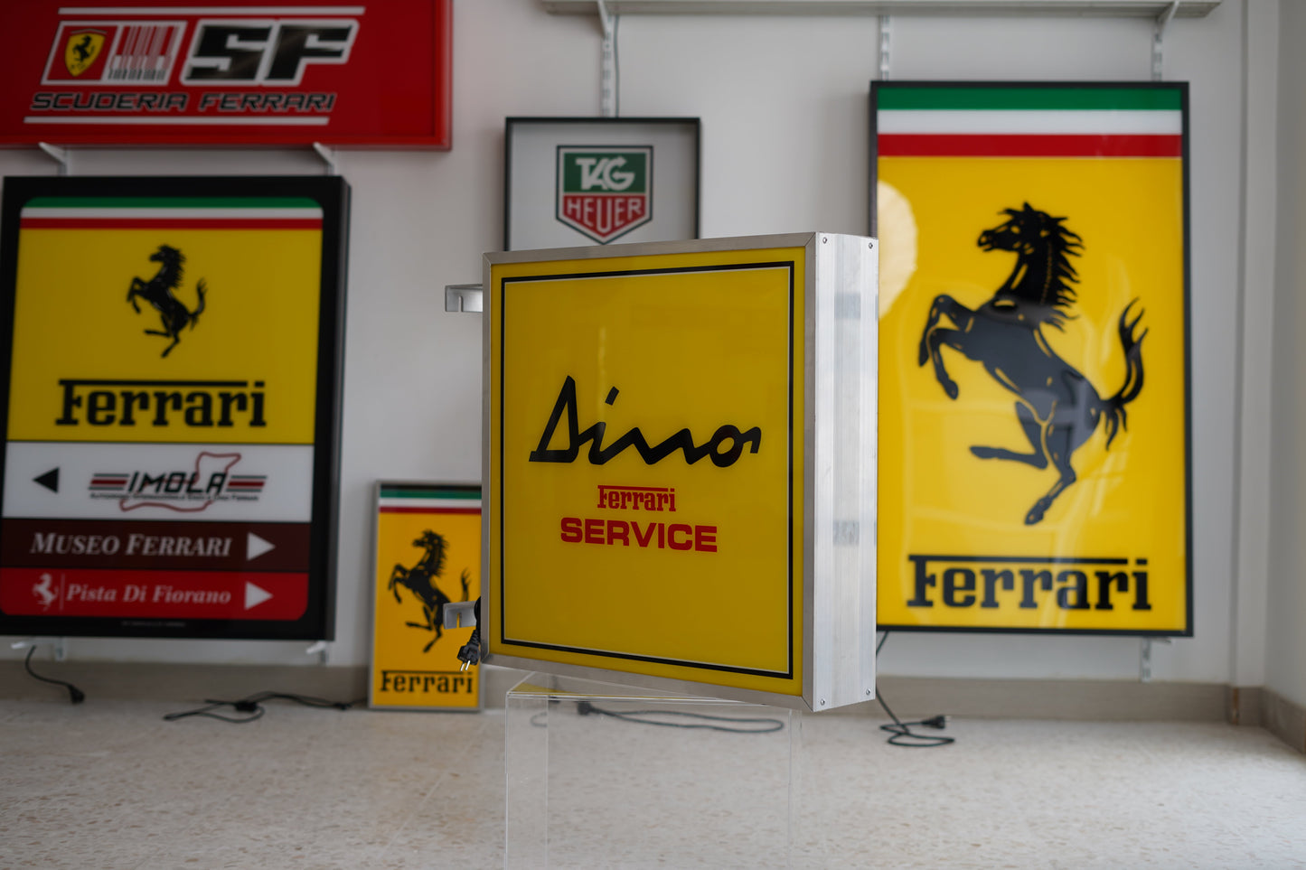 1981 Dino Ferrari official dealer Service illuminated double side sign