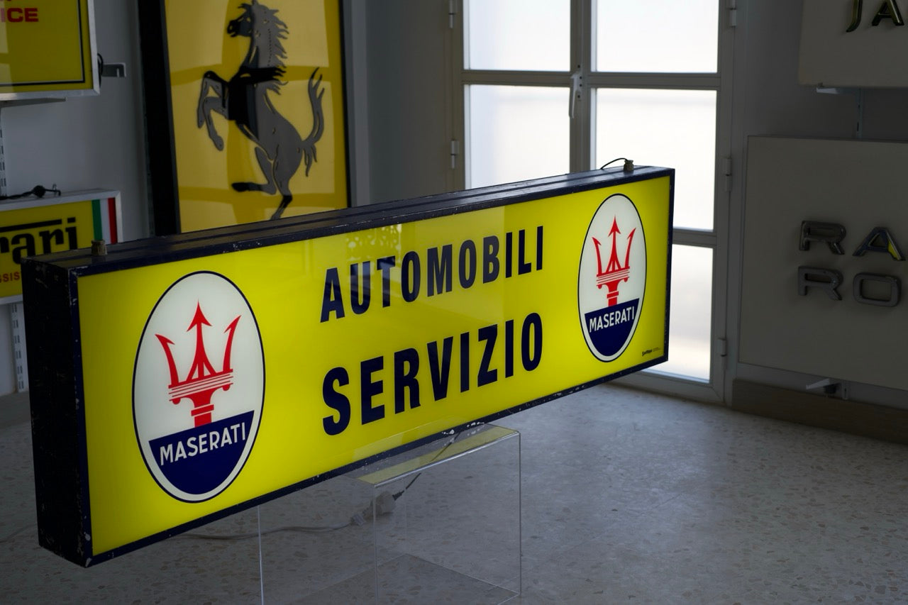 1975 Maserati vintage limited edition official dealership “Maserati Automobili Servizio” illuminated sign