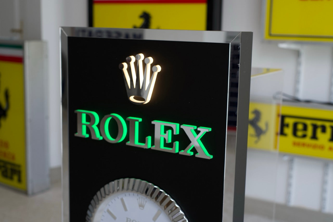 2000s Rolex Geneva official dealer illuminated clock sign