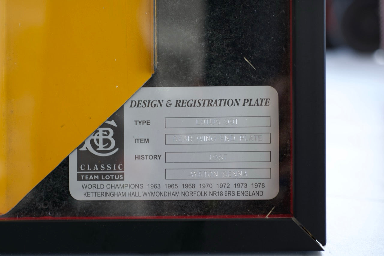 1987 Ayrton Senna Lotus 99T Rearwing End Plate