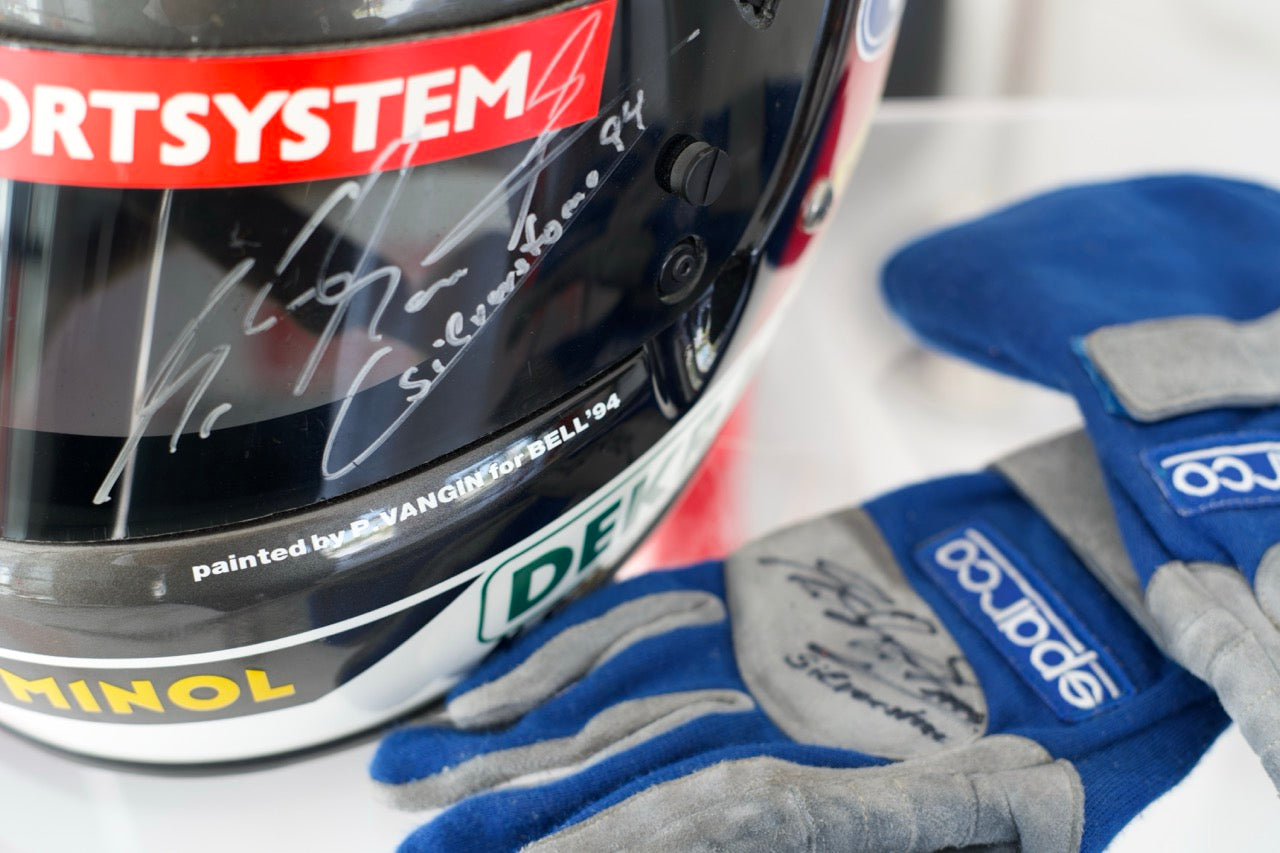 1994 Michael Schumacher Silverstone Grand Prix Race Used Helmet and Gloves