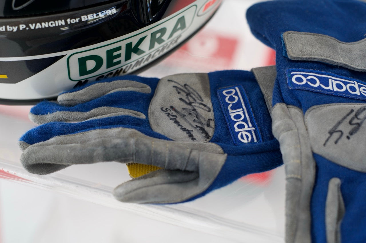 1994 Michael Schumacher Silverstone Grand Prix Race Used Helmet and Gloves