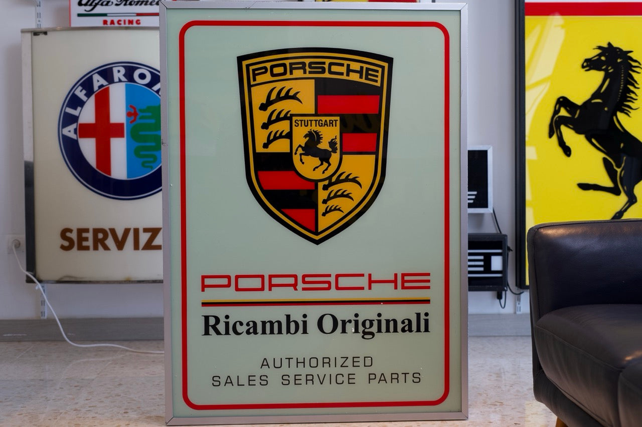 2000s Porsche official dealership Illuminated Ricambi Originali Sign