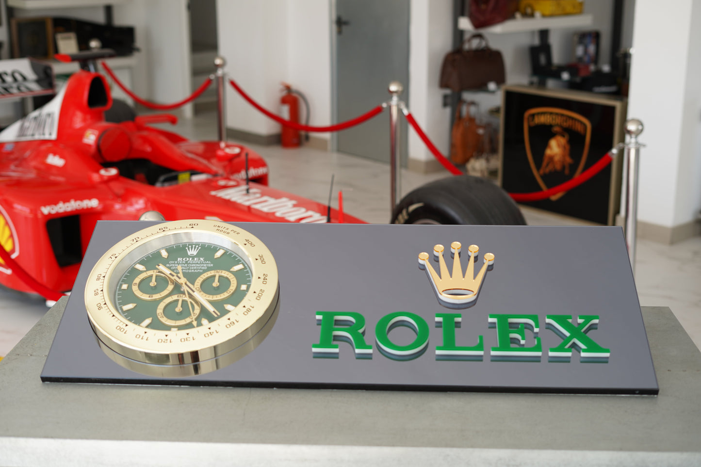 2000s Rolex Geneva official dealer clock sign