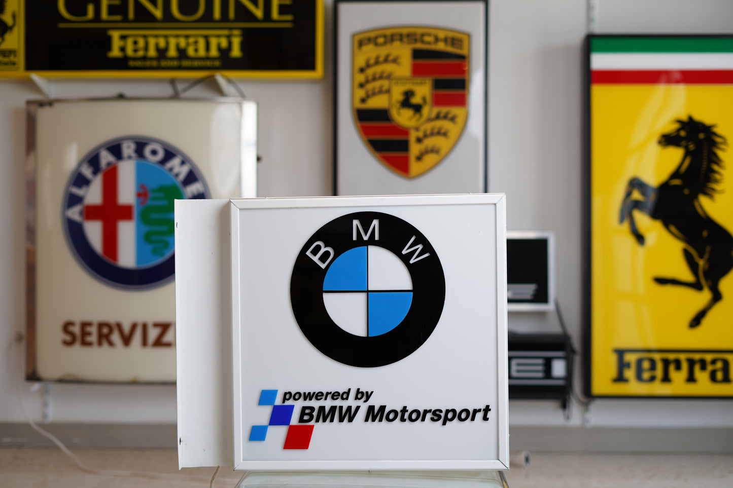 2000s BMW Motorsport dealership illuminated double side 3D sign