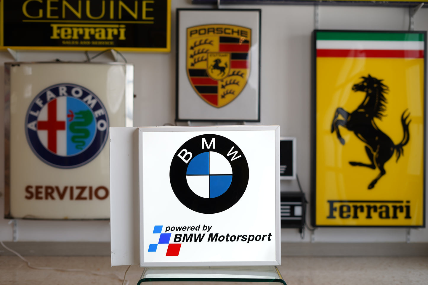 2000s BMW Motorsport dealership illuminated double side 3D sign