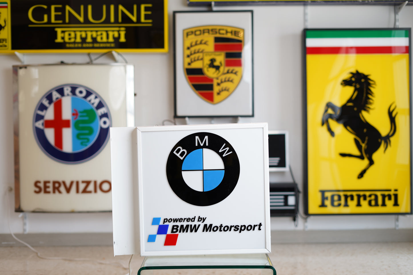 2000s BMW Motorsport dealership illuminated double side 3D sign