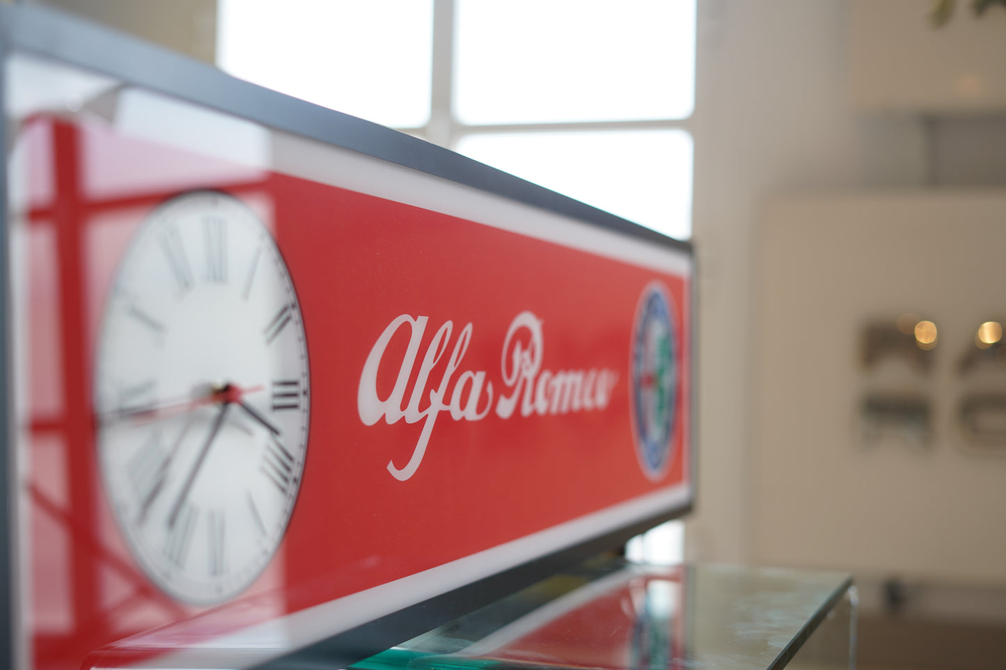 2000s Alfa Romeo dealer illuminated sign and clock