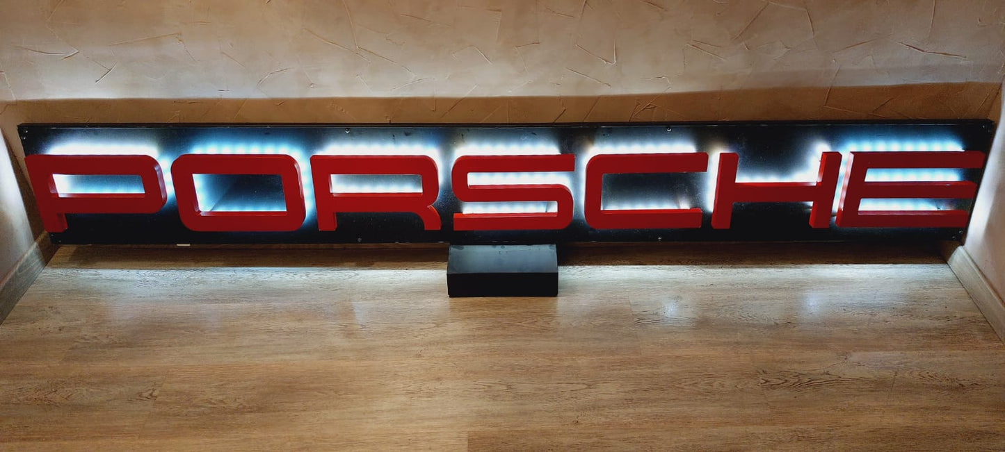 2000s Porsche dealership illuminated wall sign
