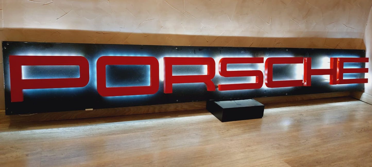 2000s Porsche dealership illuminated wall sign