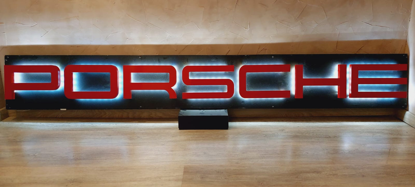 2000s Porsche dealership illuminated wall sign