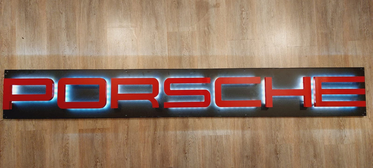2000s Porsche dealership illuminated wall sign