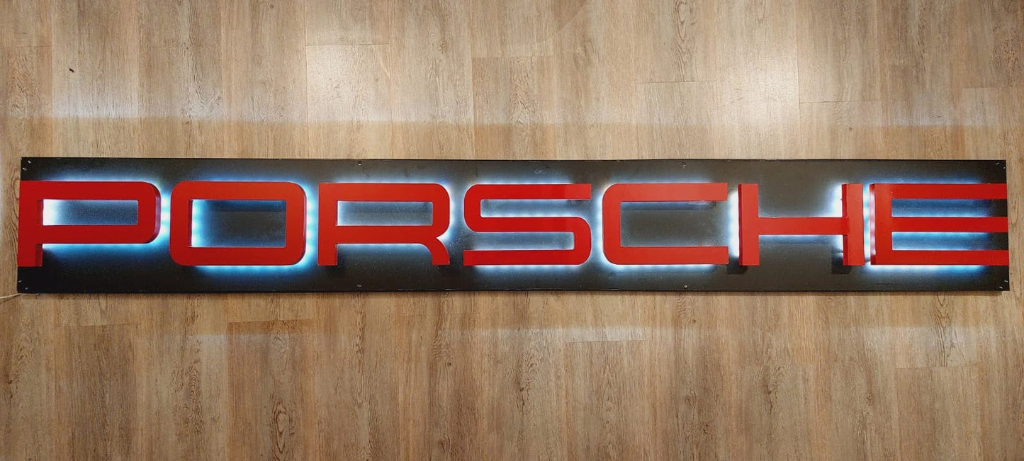 2000s Porsche dealership illuminated wall sign