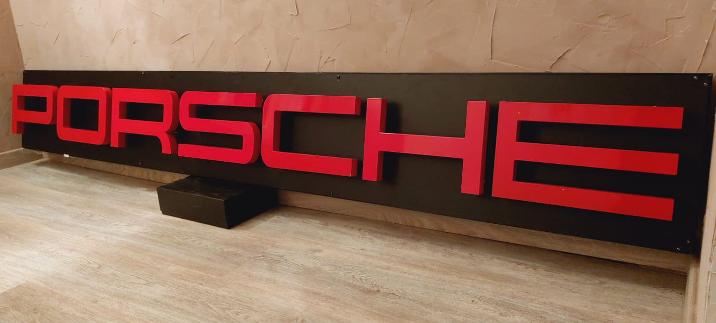 2000s Porsche dealership illuminated wall sign