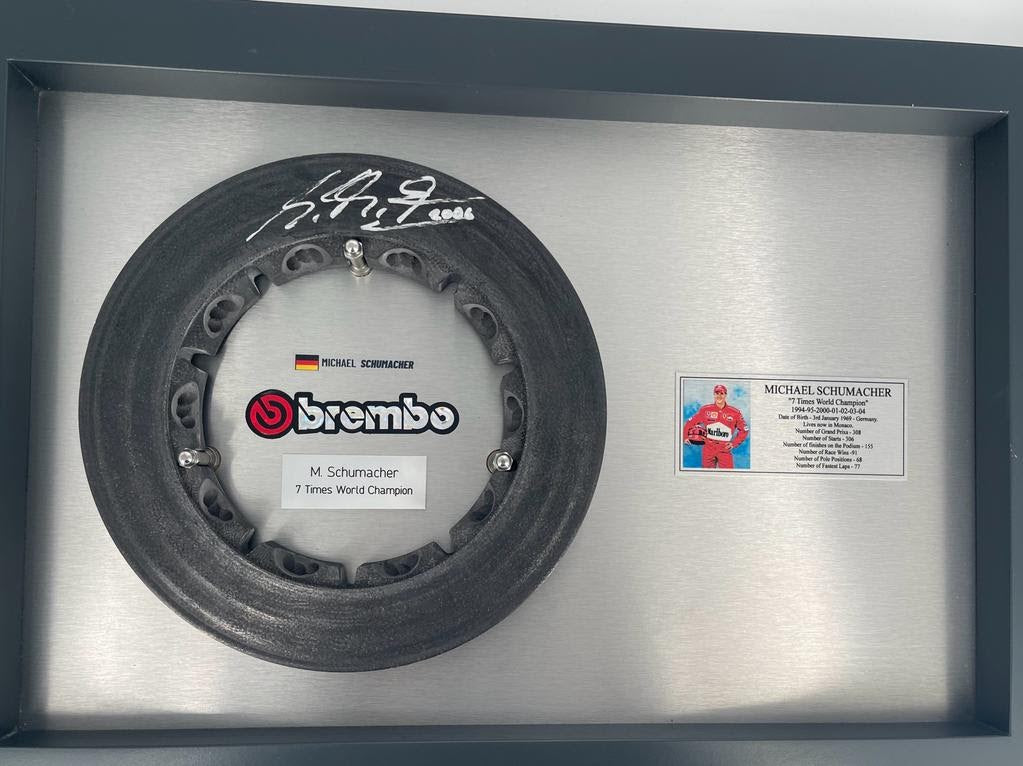2006 Michael Schumacher Ferrari brake rotor signed