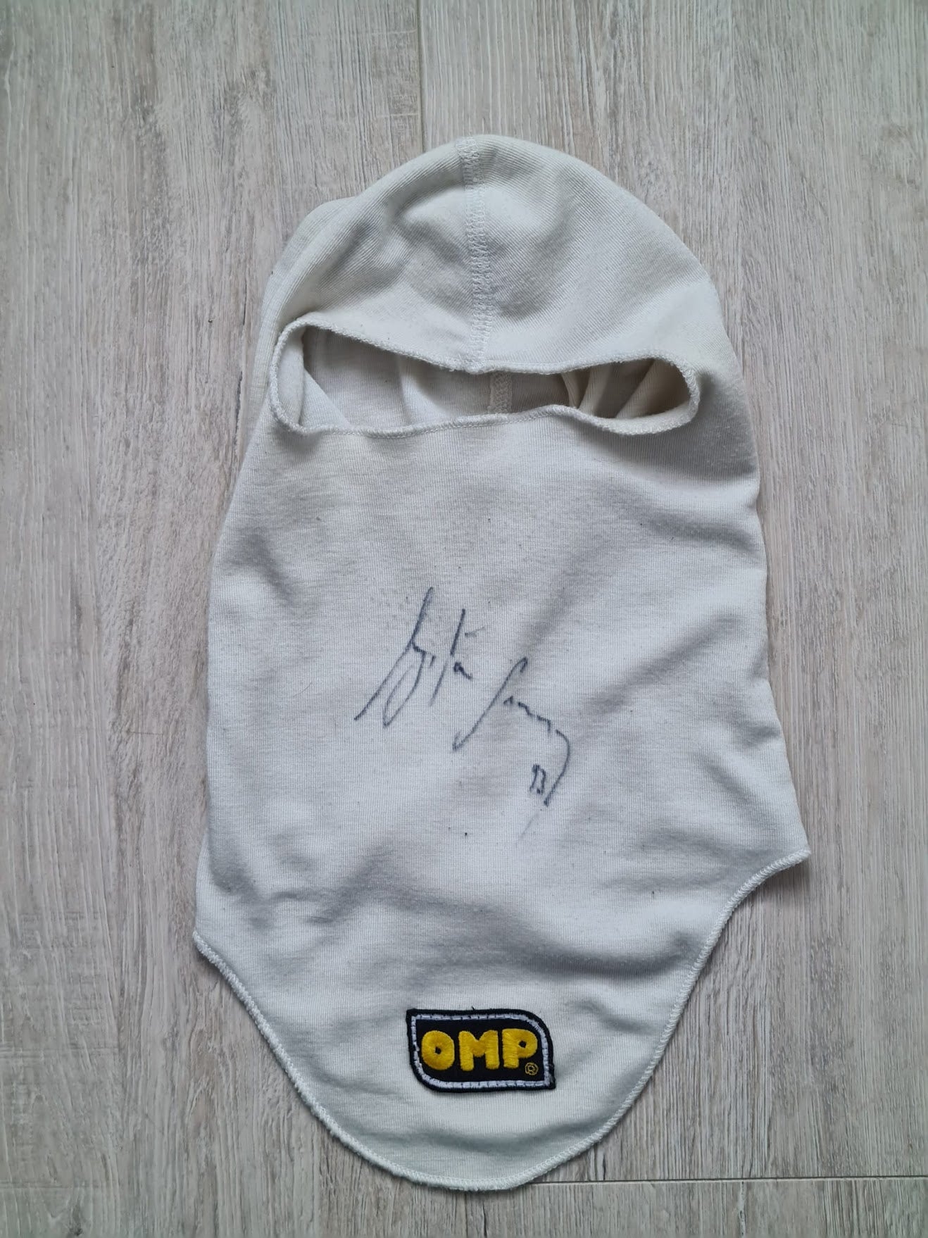 1993 Ayrton Senna OMP used balaclava signed