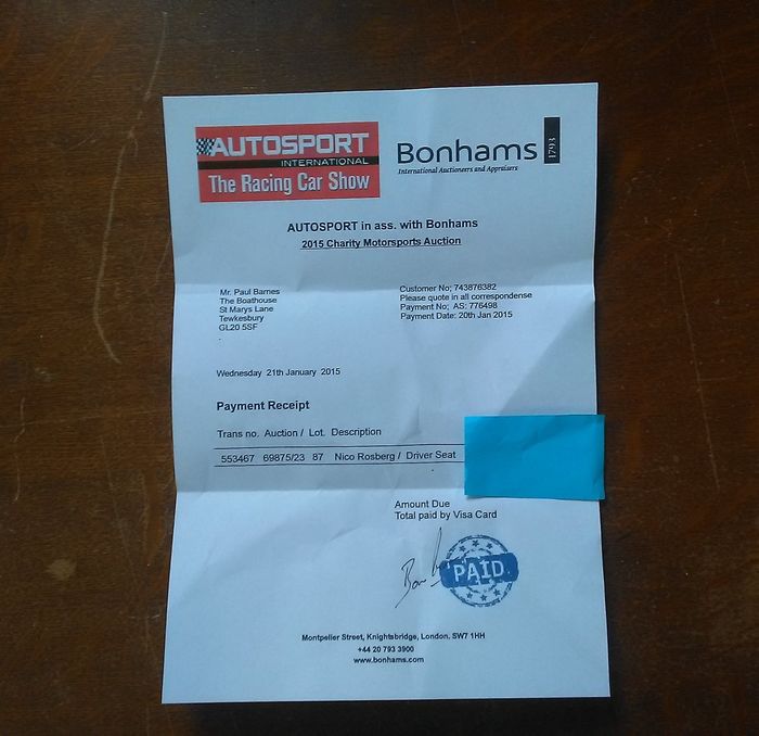 2007 Nico Rosberg Williams Carbon Race Used Seat
