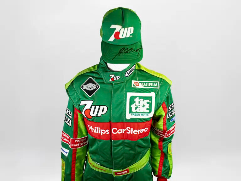 1991 Michael Schumacher Jordan Grand Prix Racing Formula 1 Stand 21 Replica Racing Suit and Cap