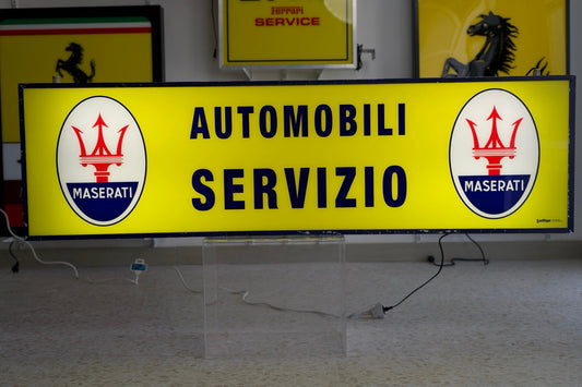 1975 Maserati vintage limited edition official dealership “Maserati Automobili Servizio” illuminated sign