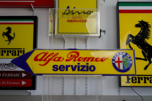 1980s Alfa Romeo official dealer "Servizio" sign
