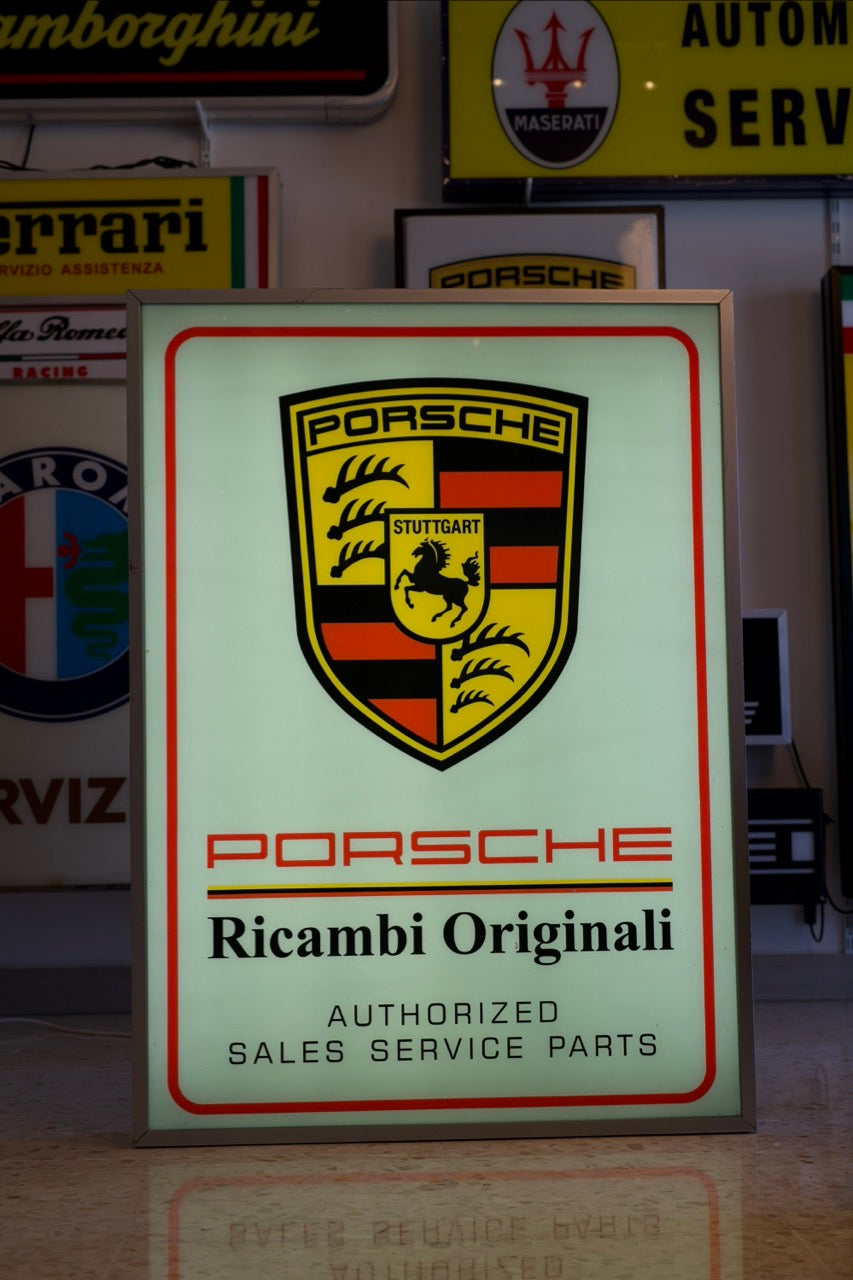 2000s Porsche official dealership Illuminated Ricambi Originali Sign