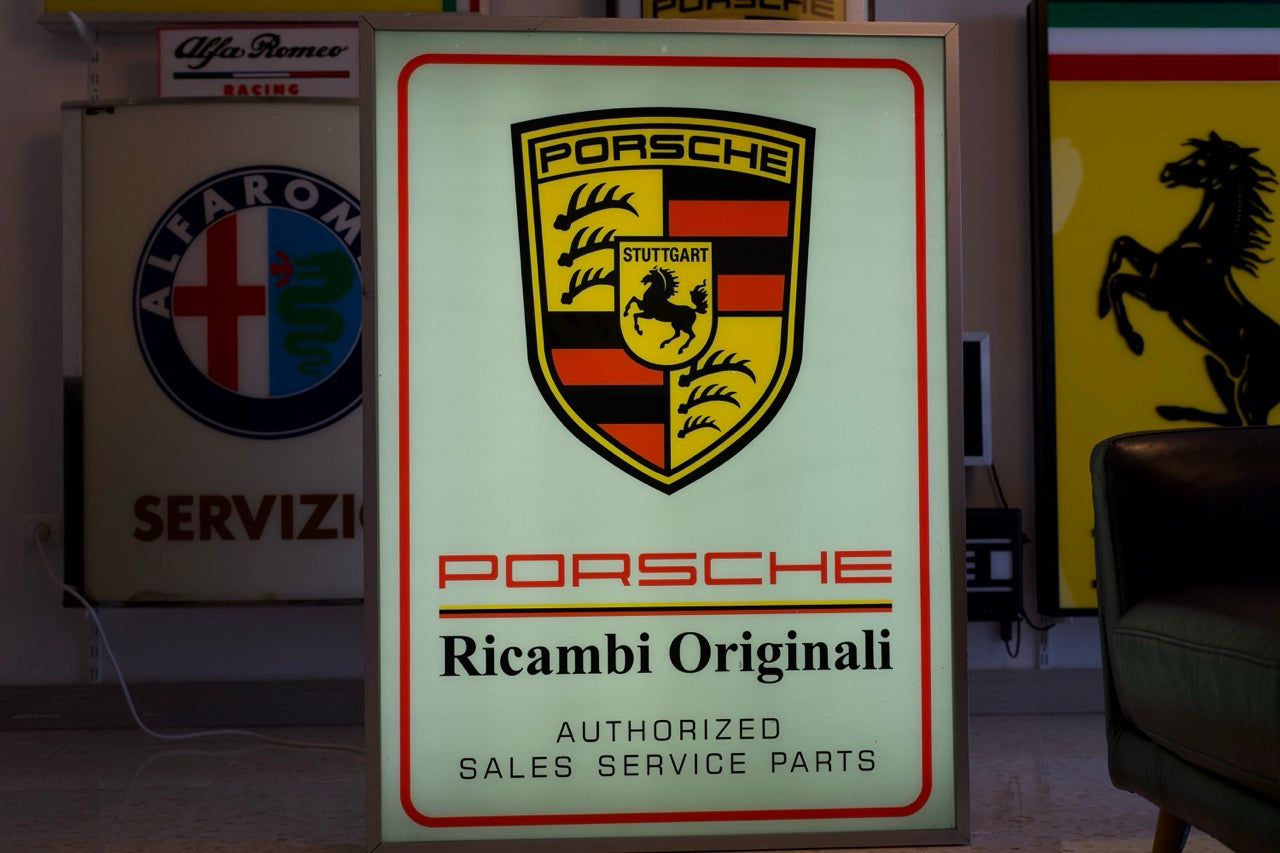 2000s Porsche official dealership Illuminated Ricambi Originali Sign