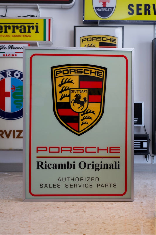 2000s Porsche official dealership Illuminated Ricambi Originali Sign