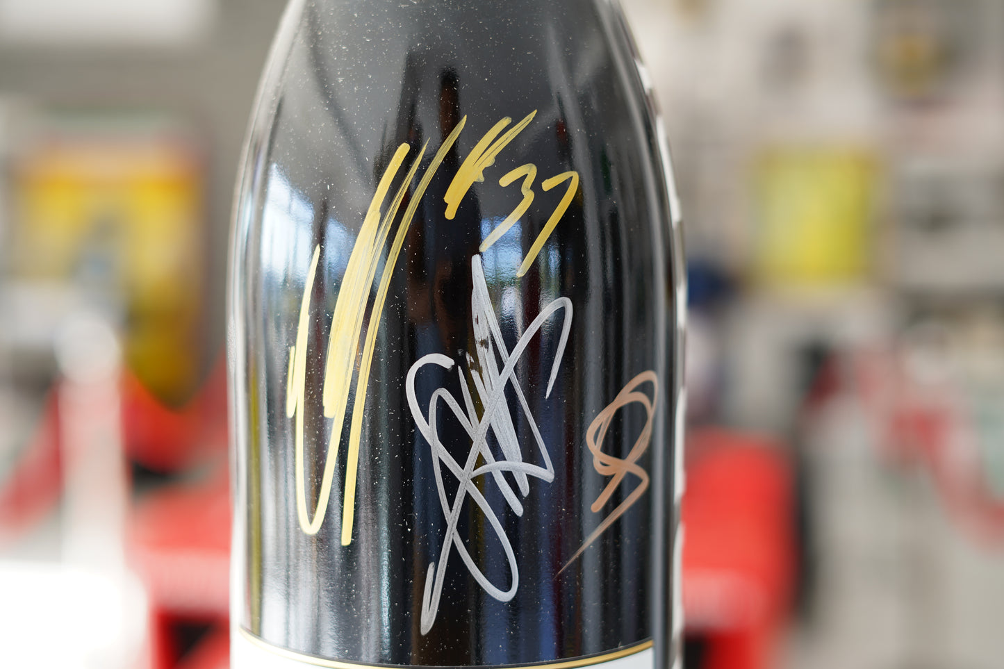 2021 Hungaria GP Official Ferrari Trento Podium Bottle Signed by Ocon, Hamilton and Sainz