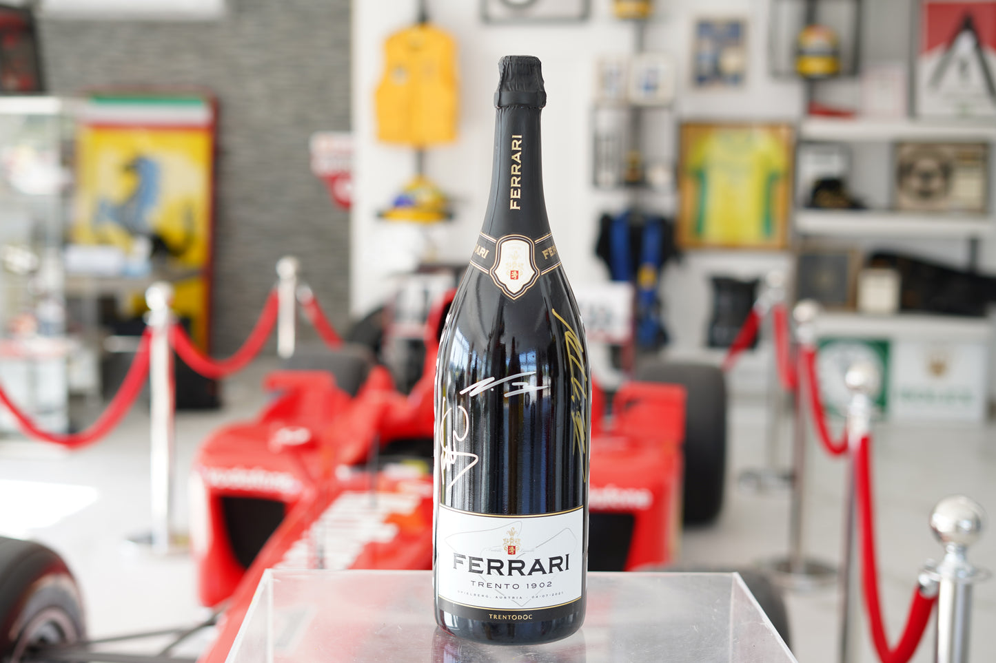 2021 Austrian GP Official Ferrari Trento Podium Bottle Signed by Verstappen, Hamilton & Bottas