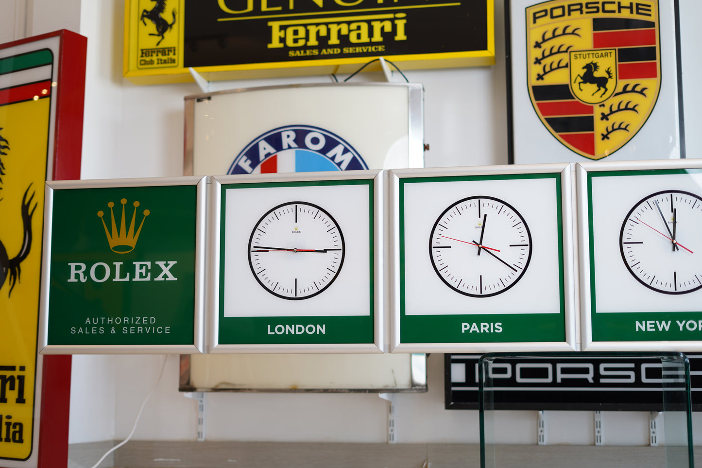 1990s Rolex World Clock official dealer illuminated sign