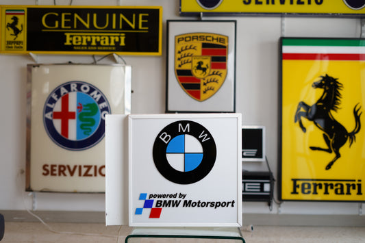 2000s BMW Motorsport dealership illuminated double side 3D sign