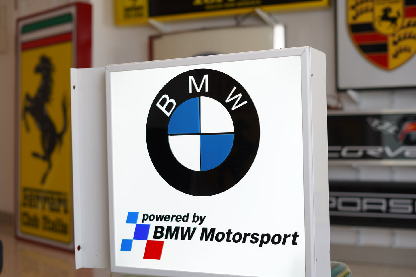 2000s BMW Motorsport dealership illuminated double side 3D sign
