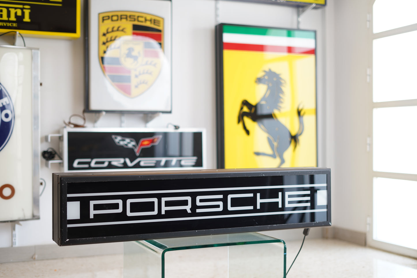 1979 Porsche Racing official dealership illuminated double side sign