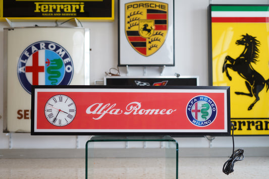 2000s Alfa Romeo dealer illuminated sign and clock