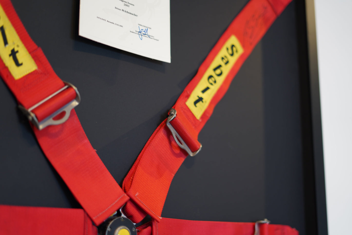 2003 Ferrari F2003 Sabelt Harness Signed by Michael Schumacher