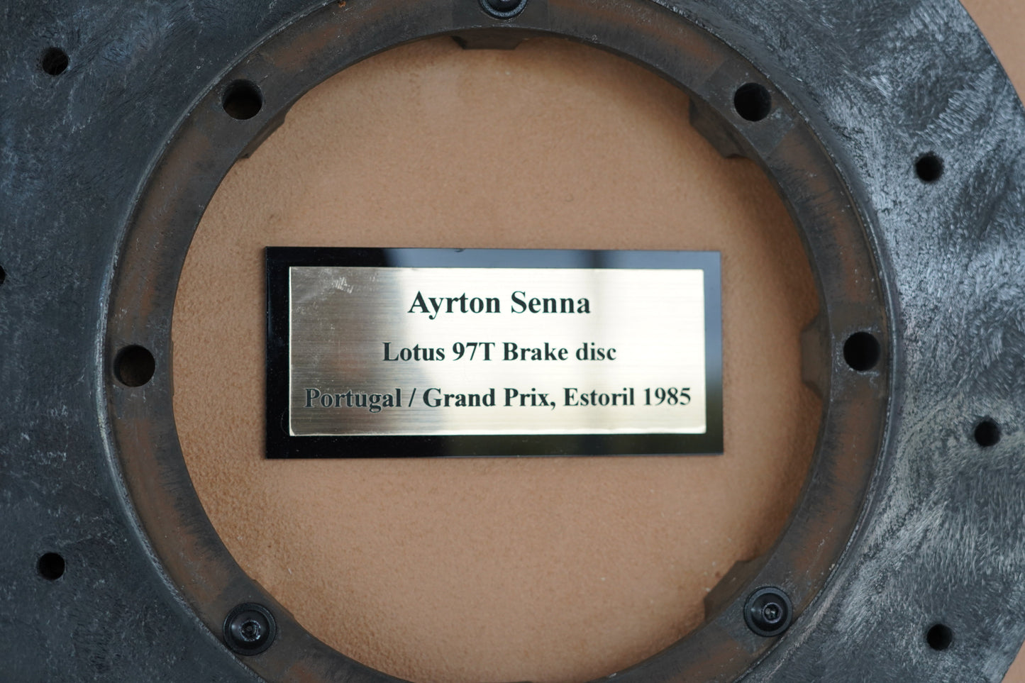 1985 Ayrton Senna Lotus 97T Brake disk signed