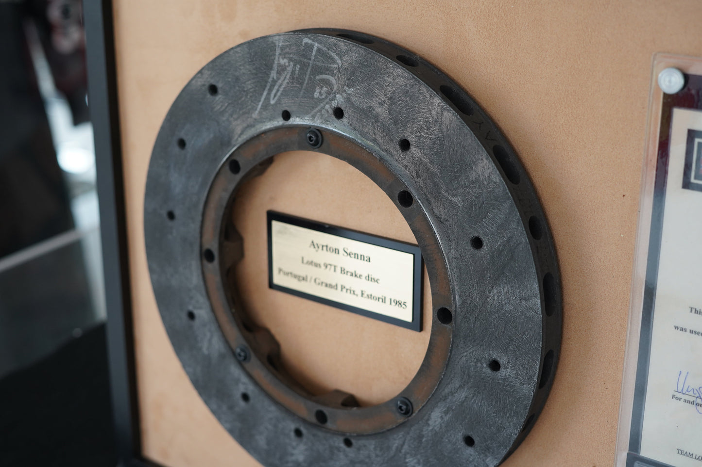 1985 Ayrton Senna Lotus 97T Brake disk signed