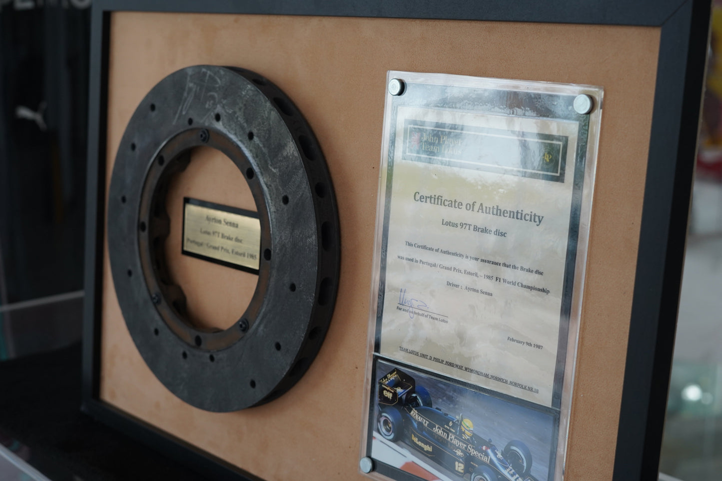 1985 Ayrton Senna Lotus 97T Brake disk signed