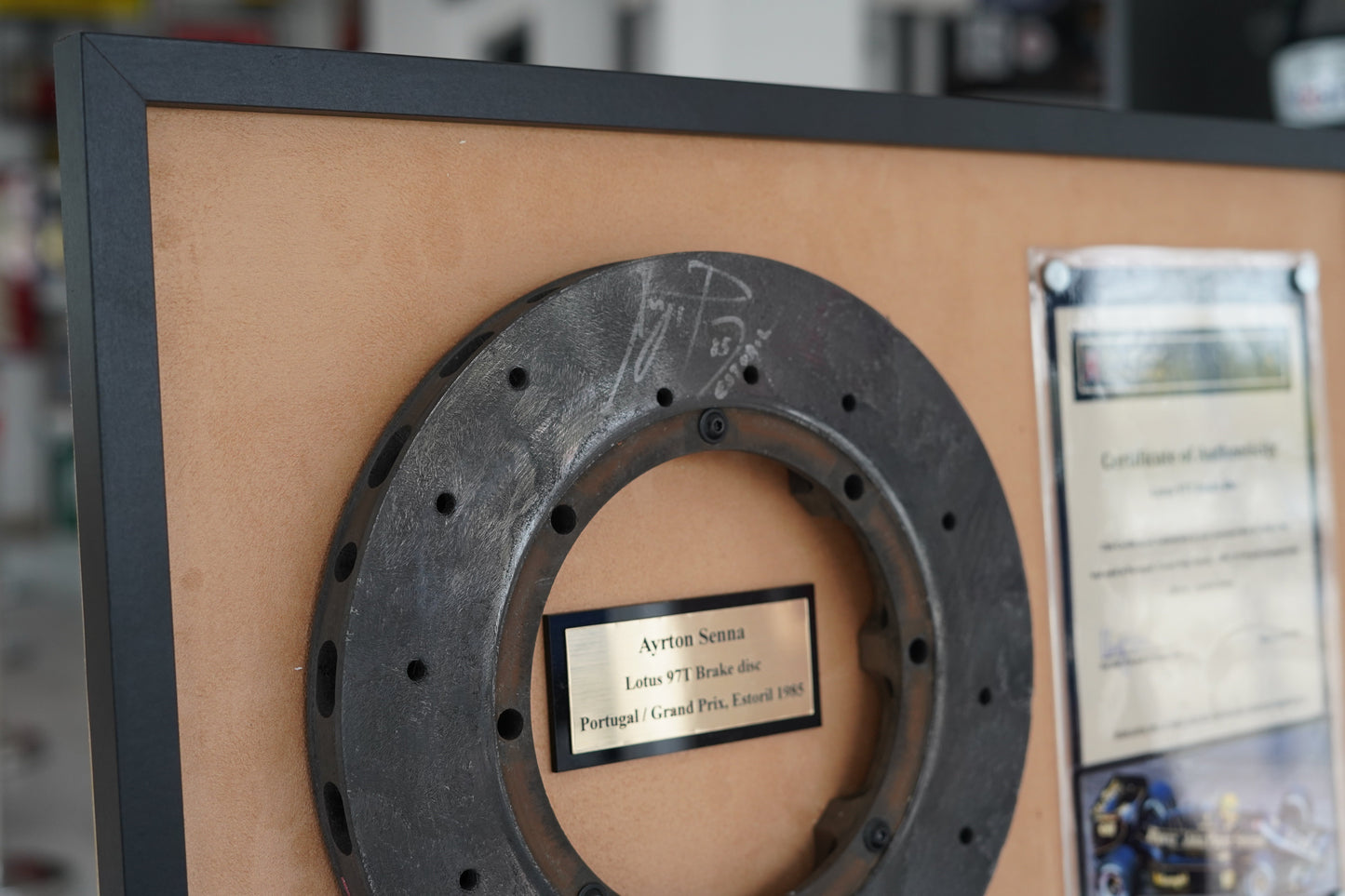 1985 Ayrton Senna Lotus 97T Brake disk signed