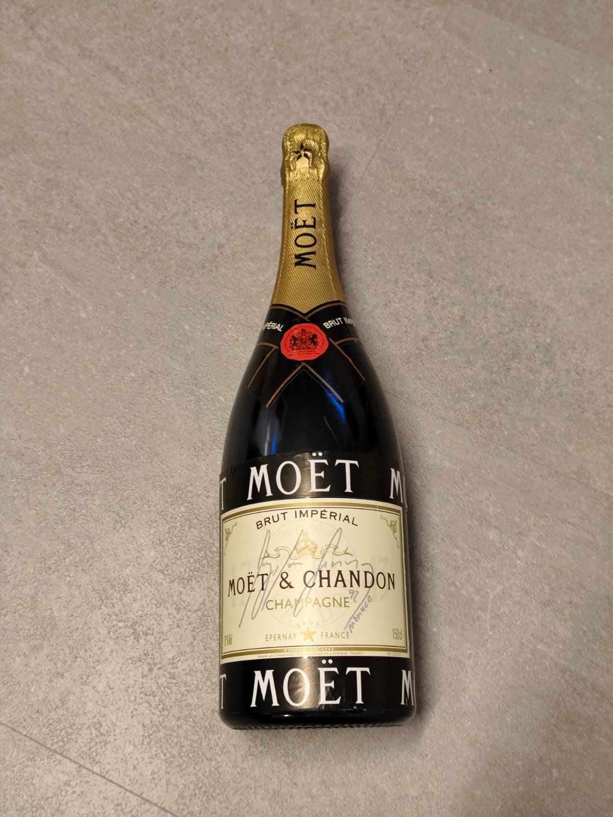 1992 Ayrton Senna Champagne Monaco bottle signed