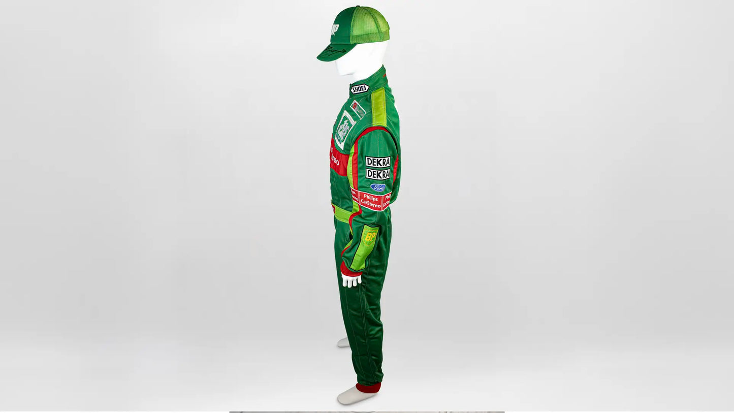 1991 Michael Schumacher Jordan Grand Prix Racing Formula 1 Stand 21 Replica Racing Suit and Cap